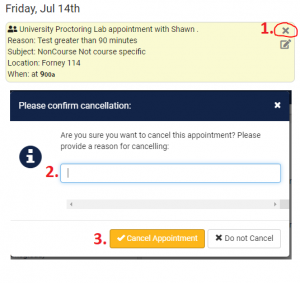 Cancelling an appointment in TracCloud as simple as 1, 2, 3